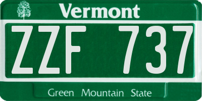 VT license plate ZZF737