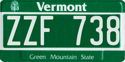 VT license plate ZZF738