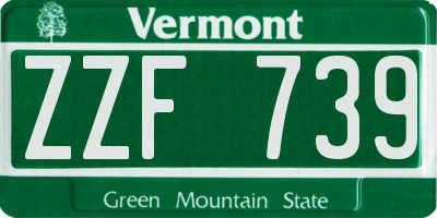 VT license plate ZZF739