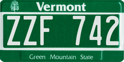 VT license plate ZZF742