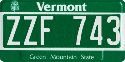 VT license plate ZZF743