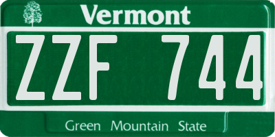 VT license plate ZZF744