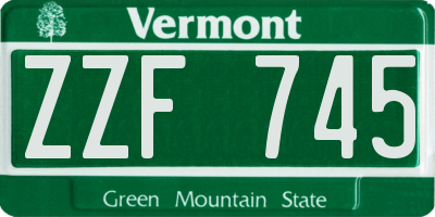 VT license plate ZZF745