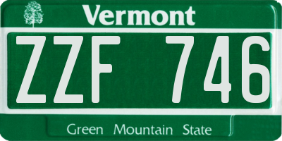 VT license plate ZZF746