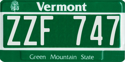 VT license plate ZZF747