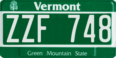 VT license plate ZZF748