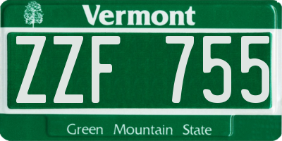 VT license plate ZZF755