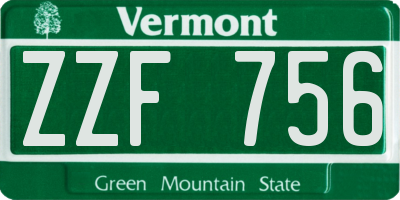 VT license plate ZZF756