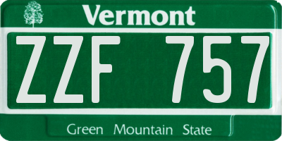 VT license plate ZZF757