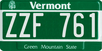 VT license plate ZZF761