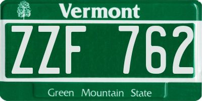 VT license plate ZZF762
