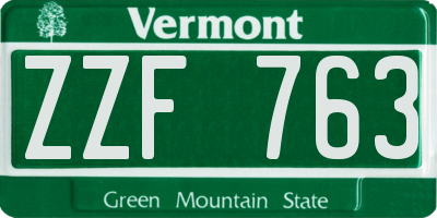VT license plate ZZF763