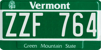 VT license plate ZZF764