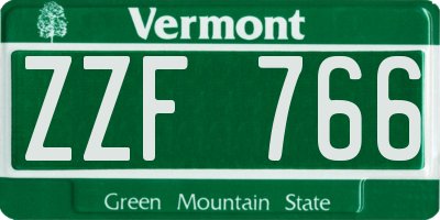 VT license plate ZZF766