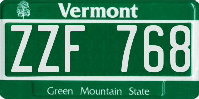 VT license plate ZZF768