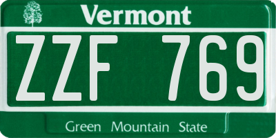 VT license plate ZZF769