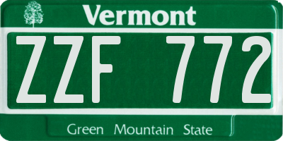 VT license plate ZZF772