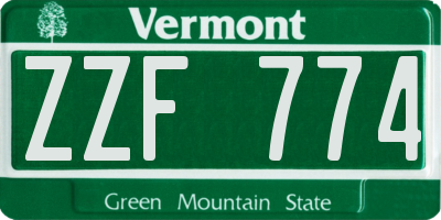 VT license plate ZZF774