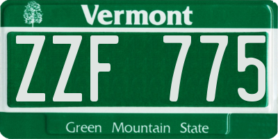 VT license plate ZZF775