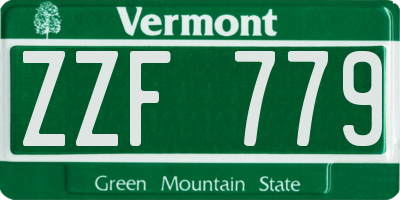 VT license plate ZZF779