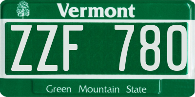 VT license plate ZZF780