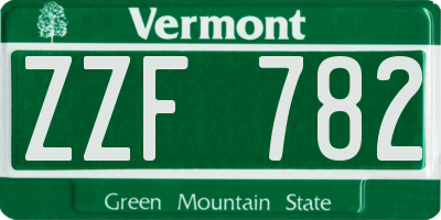 VT license plate ZZF782