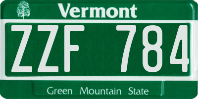 VT license plate ZZF784