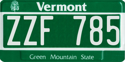 VT license plate ZZF785