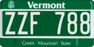 VT license plate ZZF788