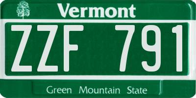 VT license plate ZZF791