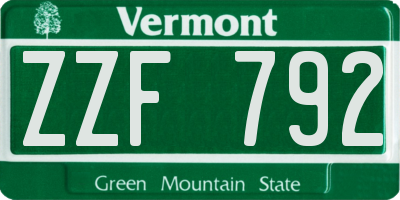 VT license plate ZZF792