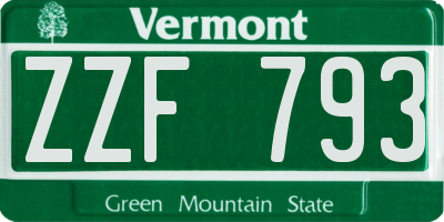 VT license plate ZZF793