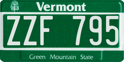 VT license plate ZZF795