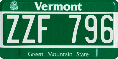 VT license plate ZZF796