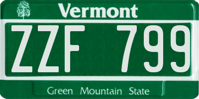 VT license plate ZZF799