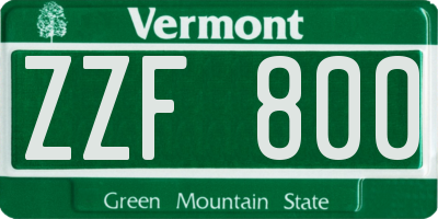 VT license plate ZZF800