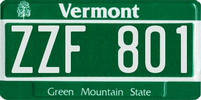 VT license plate ZZF801