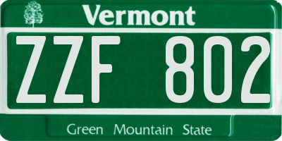 VT license plate ZZF802