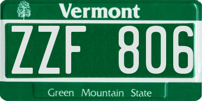VT license plate ZZF806