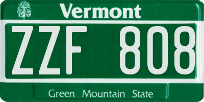 VT license plate ZZF808