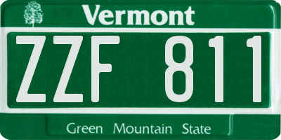 VT license plate ZZF811