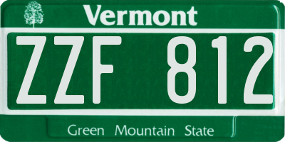 VT license plate ZZF812