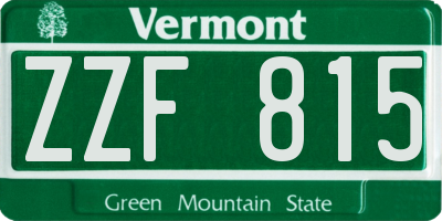 VT license plate ZZF815