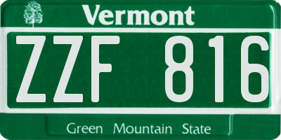 VT license plate ZZF816