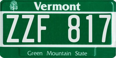 VT license plate ZZF817