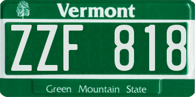 VT license plate ZZF818