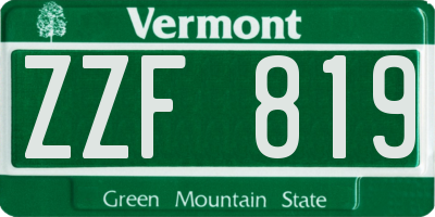VT license plate ZZF819