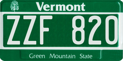 VT license plate ZZF820