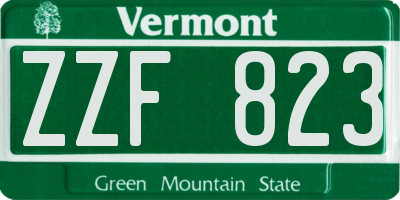 VT license plate ZZF823