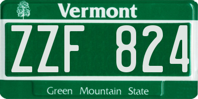 VT license plate ZZF824